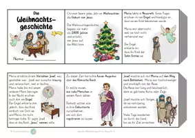 Vorschau - Mal- und Bastelvorlagen - Leporello Weihnachtsgeschichte 4. 5. Klasse Weihnachten Freiarbeitsmaterial Ethik Religion Xmas - Seite 1