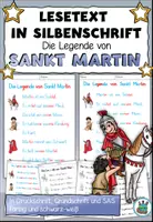 Vorschau - Text - Lesetext in Silbenschrift "Sankt Martin" DaZ / Deutsch - Leseanfänger - Deckblatt