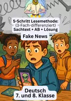 Vorschau - Arbeitsblätter - Fake News Sachtext | 5-Schritt-Lesemethode - Deckblatt