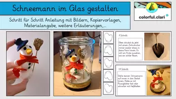 Vorschau - Mal- und Bastelvorlagen - Schneemann im Glas gestalten - weihnachtliches Werken - Deckblatt
