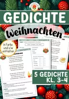 Vorschau - Arbeitsblätter - Gedichte (Leseverstehen - Weihnachten (Klasse 3-4) - Deckblatt