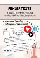 Vorschau - Arbeitsblätter - Fehlertexte zur Rechtschreibung, dreifach differenziert, TikTok, YouTube & KI - Deckblatt
