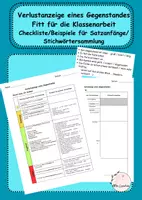 Vorschau - Arbeitsblätter - Gegenstandsbeschreibung, Verlustanzeige - Deckblatt