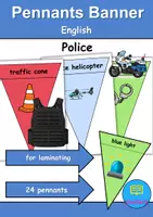 Vorschau - Mal- und Bastelvorlagen - Polizei / Police: Pennants Banner - Für Girlande oder Kette (Deko) - Englisch - Deckblatt