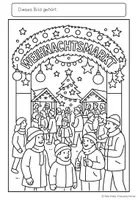 Vorschau - Mal- und Bastelvorlagen - 20 Ausmalbilder zu Weihnachten: Am Weihnachtsmarkt - Seite 1