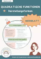 Vorschau - Merkblätter - Merkblat: Quadratische Funktionen - Funktionsgleichung bestimmen - Deckblatt