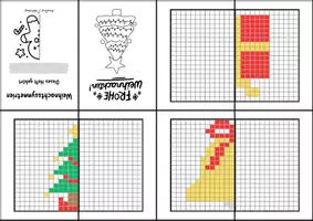 Vorschau - Mal- und Bastelvorlagen - Faltbuch Weihnachtssymmetrien - Seite 1