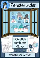 Vorschau - Arbeitsblätter - Fensterbilder Wichtel im Winter | Winterdeko & Bastelvorlagen | Grundschule & Kita - Deckblatt
