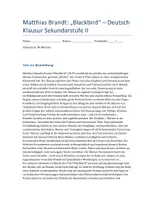 Vorschau - Klassenarbeiten - Matthias Brandt: Blackbird – Deutsch Klausur SEK II mit Erwartungshorizont - Deckblatt