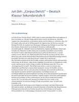 Vorschau - Klassenarbeiten - Juli Zeh: Corpus Delicti – Deutsch Klausur SEK II mit Erwartungshorizont - Deckblatt