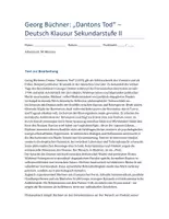 Vorschau - Klassenarbeiten - Georg Büchner: Dantons Tod – Deutsch Klausur SEK II mit Erwartungshorizont - Deckblatt