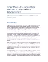 Vorschau - Klassenarbeiten - Irmgard Keun: Das kunstseidene Mädchen – Deutsch Klausur SEK II mit Erwartungshorizont - Deckblatt