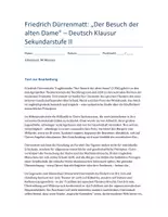 Vorschau - Klassenarbeiten - Friedrich Dürrenmatt: Der Besuch der alten Dame – Deutsch Klausur SEK II mit Erwartungshorizont - Deckblatt