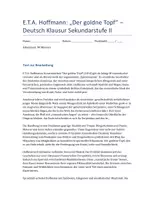 Vorschau - Klassenarbeiten - E.T.A. Hoffmann: Der goldne Topf – Deutsch Klausur SEK II mit Erwartungshorizont - Deckblatt