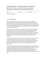 Vorschau - Klassenarbeiten - Ewald Arenz: Der große Sommer – Deutsch Klausur SEK II mit Erwartungshorizont - Deckblatt