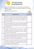 Vorschau - Arbeitsblätter - Lesespurgeschichte: Ein Tag am Strand - Seite 1