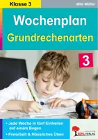 Vorschau - Arbeitsblätter - Wochenplan Grundrechenarten Klasse 3 | Addition, Subtraktion, Multiplikation, Division, Zahlenstrahl, Runden | Mathematik Grundschule Lösungen - Deckblatt
