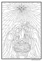 Aperçu - Autre type de ressources - Coloriages de la Nativité chrétienne | Activité « Vitrail » - Page 2