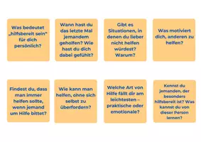 Vorschau - Aufgabenkarten - Gesprächskarten zum Thema Hilfsbreitschaft - Seite 1