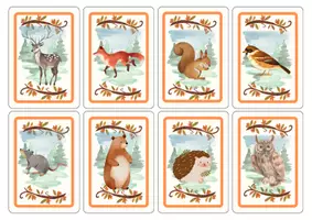 Vorschau - Spiele - Kartenspiel Herbsttiere Motiv - Deckblatt