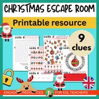 Vista previa - Unidades / Secuencias / Situaciones de Aprendizaje - Christmas Escape Room English EFL/ESL Stations PDF - Portada