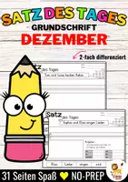 Vista previa - Hojas de trabajo - Satz des Tages / Schüttelsätze (Grundschrift) schreiben Weihnachten Dezember Alemán - Portada