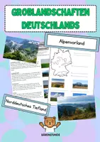 Vorschau - Arbeitsblätter - Großlandschaften Deutschland - Arbeitsblätter (inkl. Lösungen, Bild- und Wortkarten) - Deckblatt