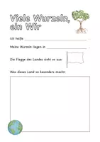 Vorschau - Arbeitsblätter - Viele Wurzeln, ein Wir - Ein Steckbrief zum Herkunftsland (auch ohne große Schreibkenntnisse auszufüllen) - Deckblatt