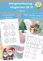 Vorschau - Arbeitsblätter - Mengenerfassung – Mehr oder weniger (Weihnachten | Vorschule / 1. Klasse) - Deckblatt