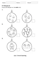 Vorschau - Arbeitsblätter - Mengenerfassung – Mehr oder weniger (Weihnachten | Vorschule / 1. Klasse) - Seite 1