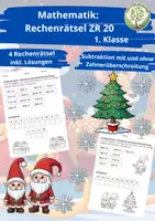 Vorschau - Spiele - Mathematik – Rechenrätsel Subtraktion im Zahlenraum bis 20 (Weihnachten | 1./2. Klasse) - Deckblatt