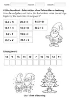 Vorschau - Spiele - Mathematik – Rechenrätsel Subtraktion im Zahlenraum bis 20 (Weihnachten | 1./2. Klasse) - Seite 1