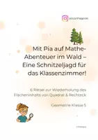 Vorschau - Arbeitsblätter - Flächeninhalt Quadrat&Rechteck–Motivierende Schnitzeljagd im Klassenzimmer - Deckblatt