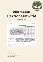 Vorschau - Arbeitsblätter - Arbeitsblatt: Die Elektronegativität - Deckblatt