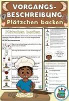 Vorschau - Arbeitsblätter - Vorgangsbeschreibung "Plätzchen backen" Weihnachten / Advent - DaZ / DaF / Deutsch - Deckblatt