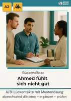 Vorschau - Stationenlernen - Rückendiktat Ahmad fühlt sich nicht gut, A1/A2 - Deckblatt
