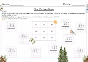 Vorschau - Arbeitsblätter - Rechenbingo (winterliche & normale Version) - Seite 1