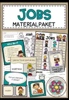 Vorschau - Stundenentwürfe - Jobs Englisch Klasse 4, 5, 6, 7– Berufe Englisch, Professions / Occupations, Wortschatz, Vokabeln, Arbeitsblätter, Bildkarten, Spiele, Speaking Activities | Materialpaket - Deckblatt