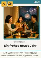 Vorschau - Stationenlernen - Rückendiktat Frohes neues Jahr, A2/B1 - Deckblatt