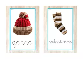 Vista previa - Tarjetas / Manipulativos - Vocabulario letra minúscula ligada punteada (invierno) - página 1
