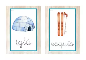 Vista previa - Tarjetas / Manipulativos - Vocabulario letra minúscula ligada punteada (invierno) - página 2
