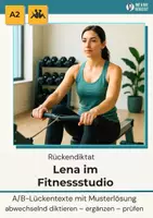 Vorschau - Stationenlernen - Rückendiktat Lena im Fitnessstudio, A2/B1 - Deckblatt