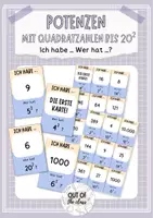 Vorschau - Spiele - Potenzen mit Quadratzahlen (Basis 1 bis 20) - Ich habe .. Wer hat ...? Spiel Mathe - Deckblatt