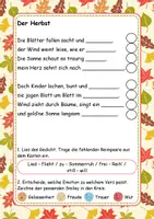 Vorschau - Arbeitsblätter - Herbstgedicht - Lückentext mit Übung zu den Emotionen - Seite 2