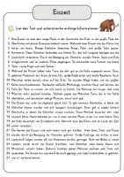 Vorschau - Arbeitsblätter - Eiszeit Lesetext mit Fragen + Lösungen Leseverstehen Wortspeicher didaktische Reserve Lesen Leseverständnis - Seite 3