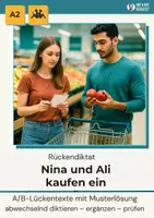 Vorschau - Arbeitsblätter - Rückendiktat Nina und Ali kaufen ein, A1/A2 - Deckblatt