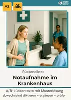 Vorschau - Arbeitsblätter - Rückendiktat Notaufnahme im Krankenhaus, A2/B1 - Deckblatt