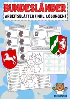 Vorschau - Arbeitsblätter - Deutschlands Bundesländer: Arbeitsblätter mit Hauptstädten, Karte & Wappen (inkl. Lösungen) - Deckblatt