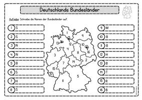 Vorschau - Arbeitsblätter - Deutschlands Bundesländer: Arbeitsblätter mit Hauptstädten, Karte & Wappen (inkl. Lösungen) - Seite 2