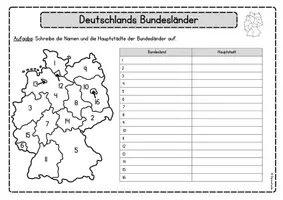 Vorschau - Arbeitsblätter - Deutschlands Bundesländer: Arbeitsblätter mit Hauptstädten, Karte & Wappen (inkl. Lösungen) - Seite 3